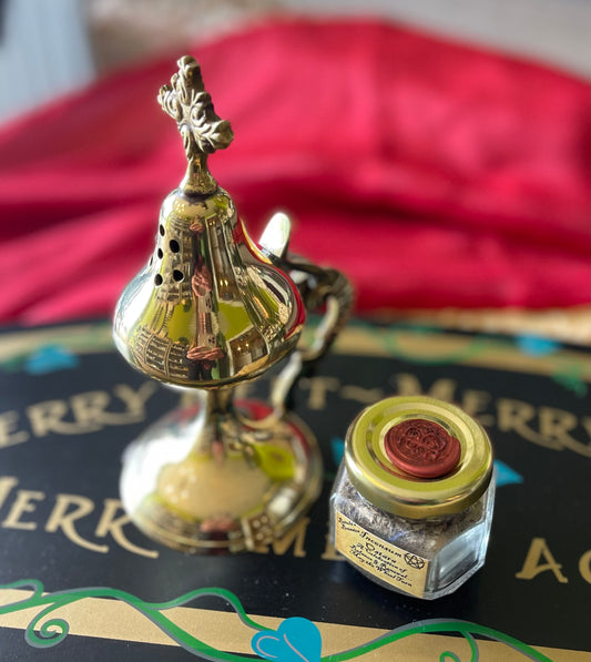 Brass Pear Shaped & Hinged Loose Incense & Resin Burner